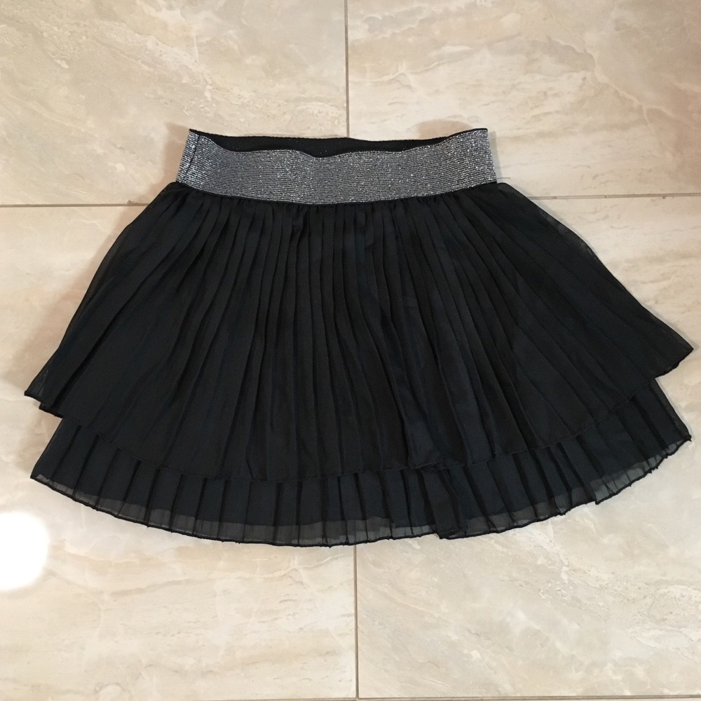 Glitter band chiffon mini skirt